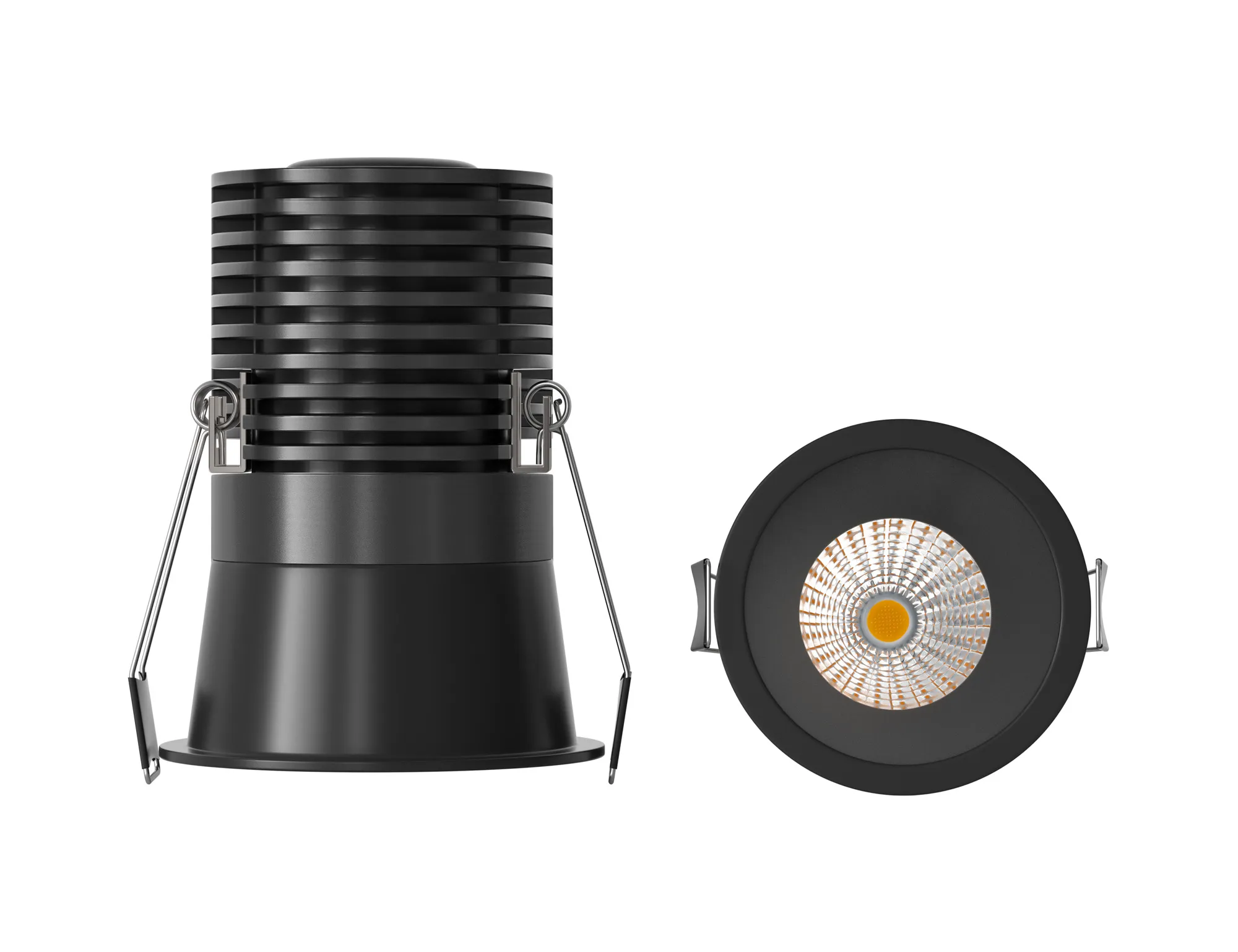 M9272  Cane 7.5cm Spotlight, 12W LED, 3000K, 900lm, Black, Cut Out: 74mm, Driver Included